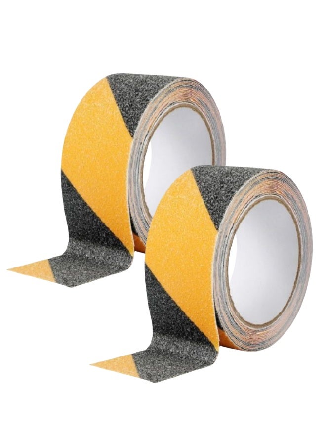 NOVOLAN Anti Slip Tape 2 Rolls Pack, 5cm x 5m Non-Slip Grit Tape, Heavy Duty Adhesive Grip Tape for Stairs, High Traction Safety Tape, Waterproof PVC Strips for Steps, Indoor & Outdoor (yellow black) - Image 1