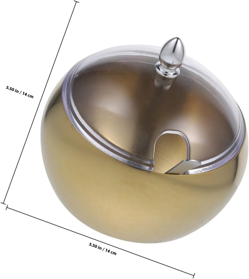Stainless Steel Sauce Bowl with Lid and Oblique Mouth, Gold Spherical Condiment Container for Restaurant Buffet Serving, Multipurpose Seasoning and Fruit Salad Bowl - Image 2