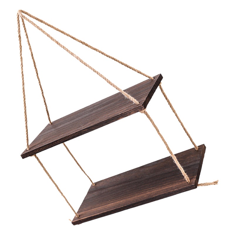 2 Sets Hanging Shelves for Wall Storage Rustic Wood Floating Shelves for Bedroom Bathroom Living Room - Image 5