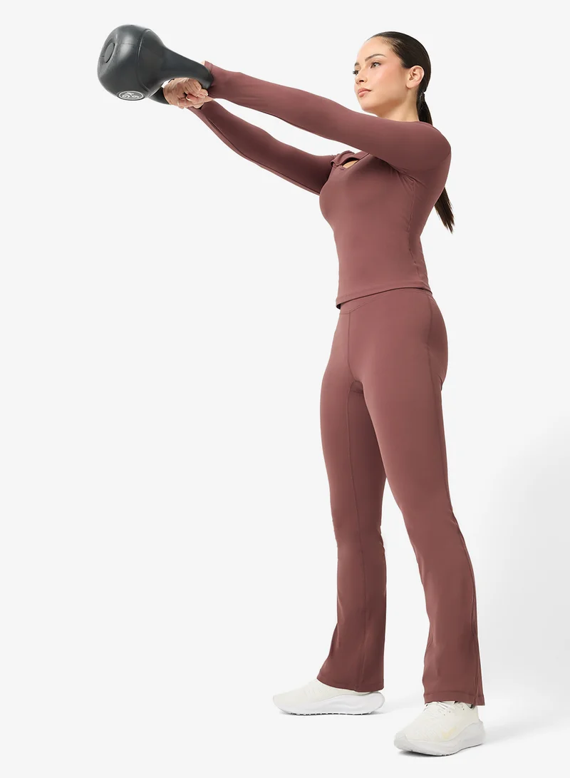 FRWD  Soft Touch Seamless Layered Top & Flared Pant Set for Women | Best Price UAE