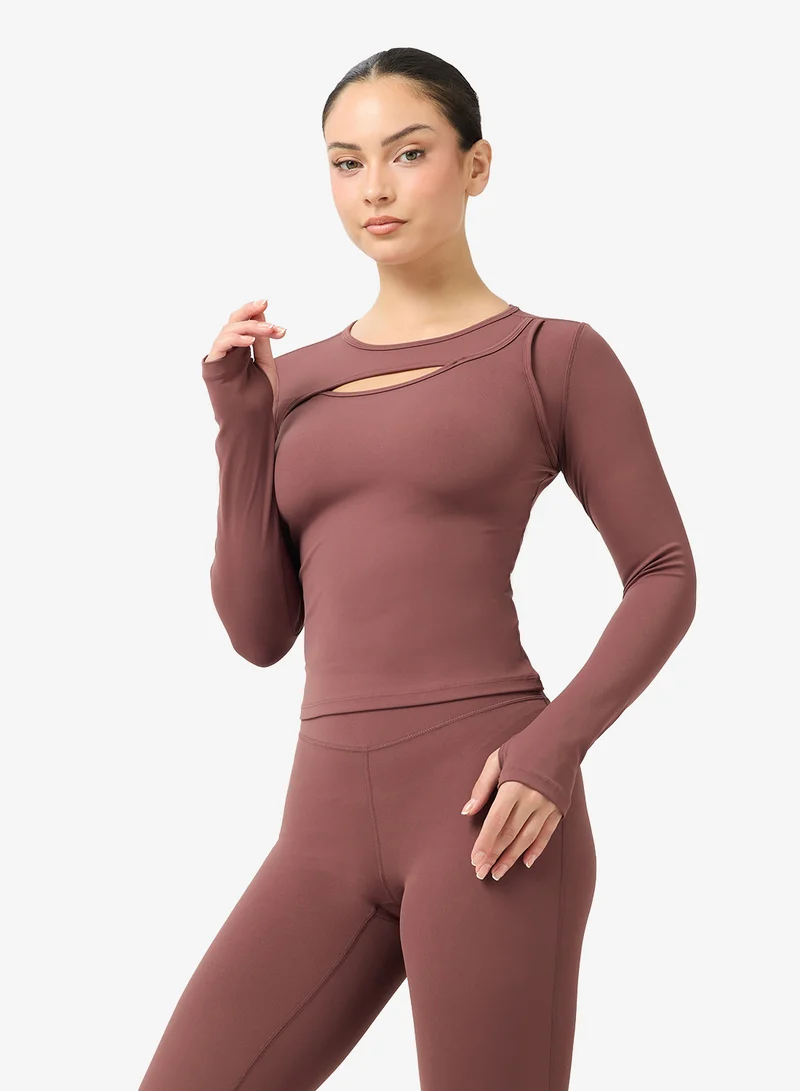 FRWD  Soft Touch Seamless Layered Top & Flared Pant Set for Women | Best Price UAE