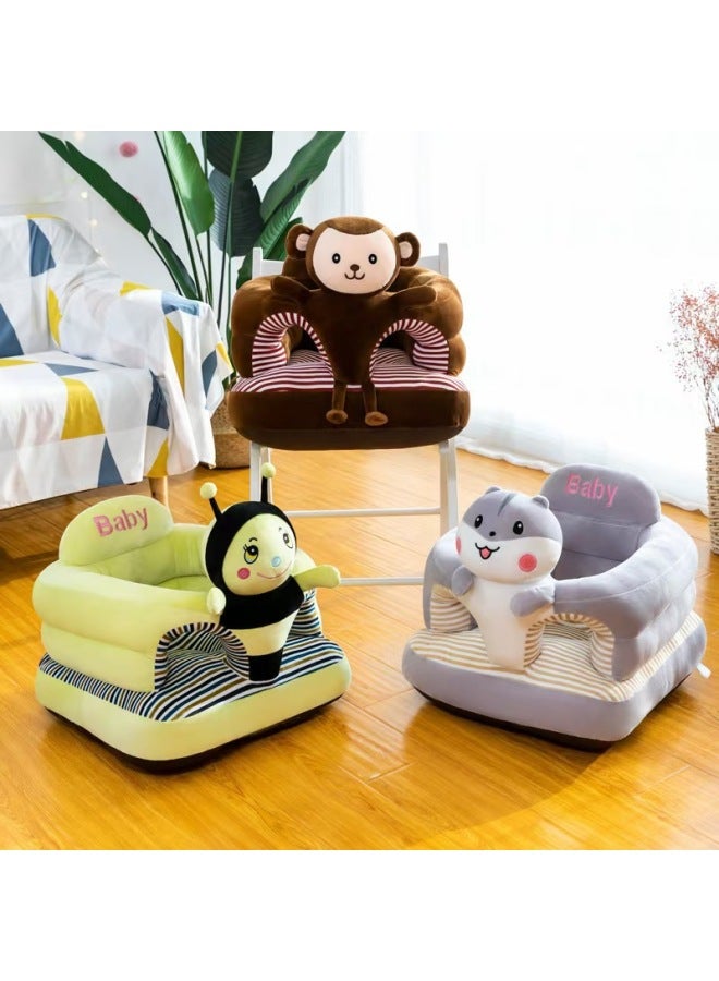 Cartoon Baby Learning Seat Infant Safety Practice Seat Baby Plush Toy Small Sofa Cross-border-Specifications:45*45*45cm Leather Case-Color:Caterpillar - Image 3
