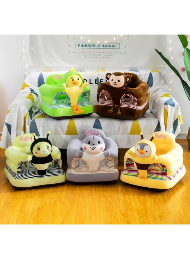 Cartoon Baby Learning Seat Infant Safety Practice Seat Baby Plush Toy Small Sofa Cross-border-Specifications:45*45*45cm Leather Case-Color:Caterpillar - Image 2
