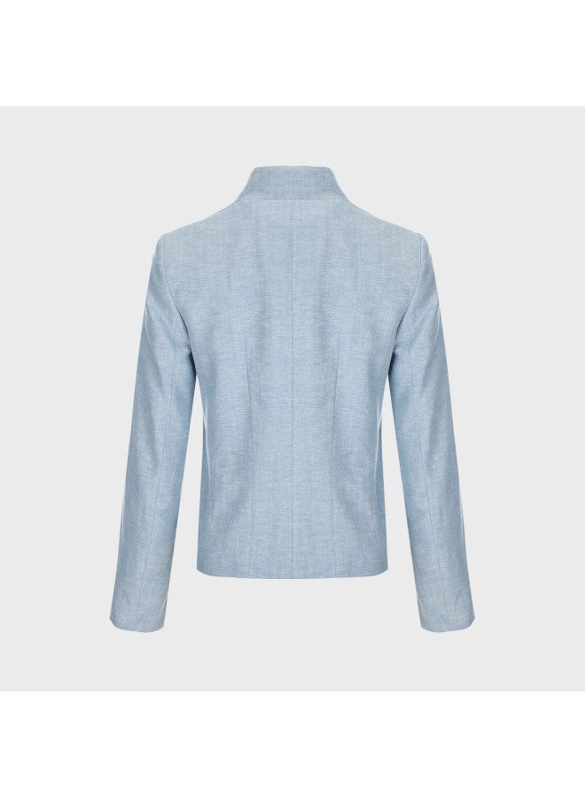 Zara women's Solid Color High-end Minimalist Quiet Luxury Button-up Shoulder Padded Stand Collar Blazer - Image 3