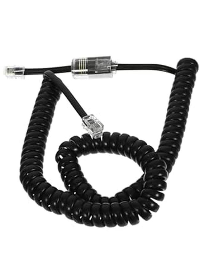 مجموعة سلك هاتف قابلة للسحب مضادة للتشابك للهواتف المكتبية أسود 4p4c RJ9 RJ10 RJ22 - Image 1