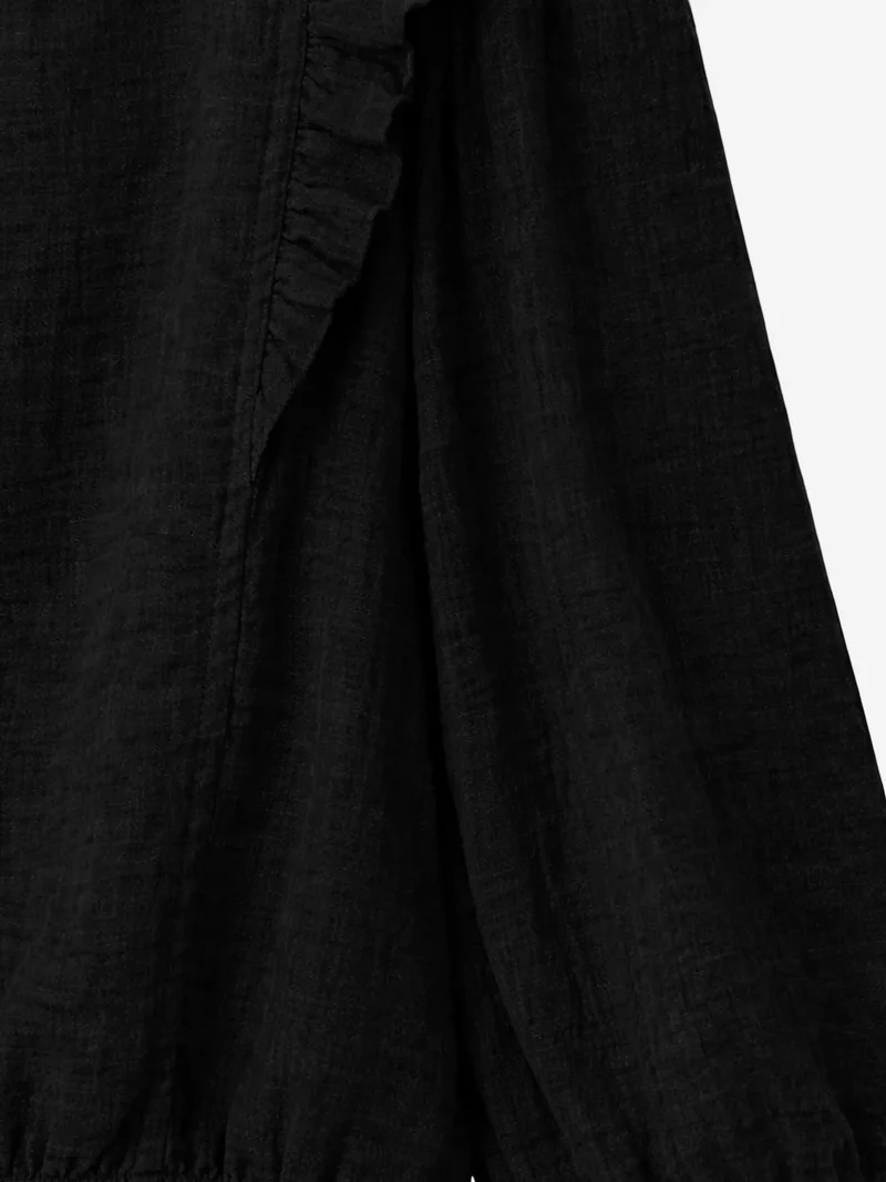MixRay MIXRAY Textured Frilly Crew Neck Blouse