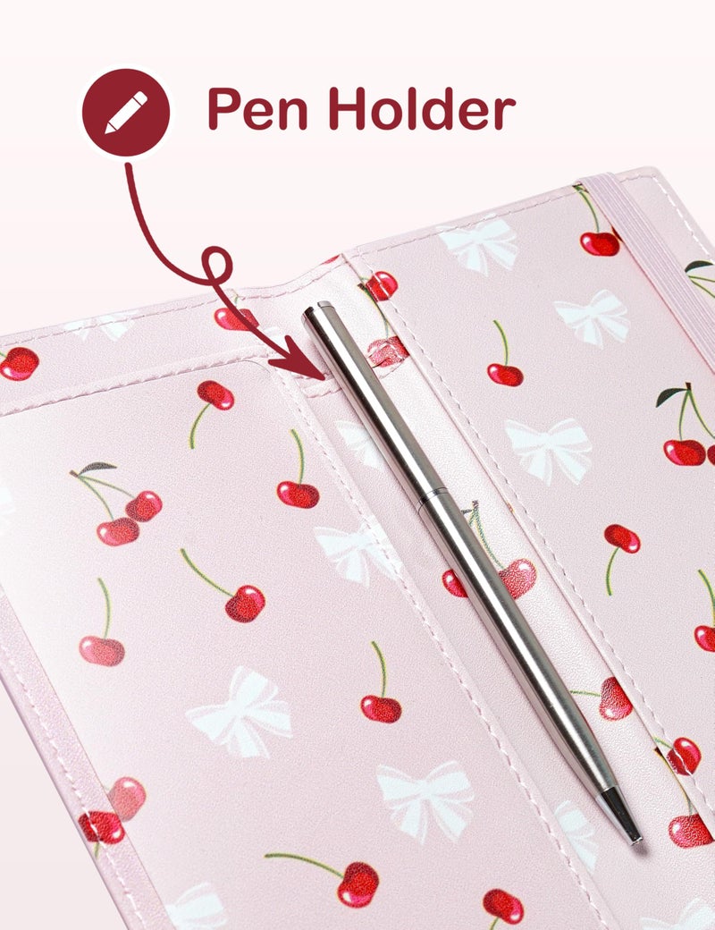 Yarnic Checkbook Cover for Personal Checkbook, Checkbook Holder with Pen Holder & Built-in Clear Plastic Divider for Duplicate Checks (Bow & Cherry) - Image 4