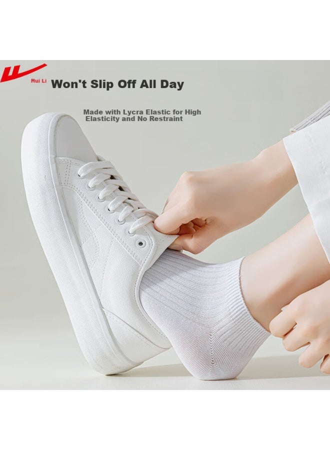 Pull Back Huanli Women's Short Socks Summer Thin Solid Color Cotton Socks Breathable Sweat-absorbent Anti-odor Ladies Boat Socks 6 Pairs - Image 5