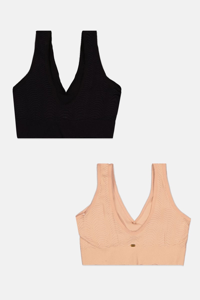 Capezio Women 2 Pcs Removable Lightly Padded Bralette, Peach  - Image 2