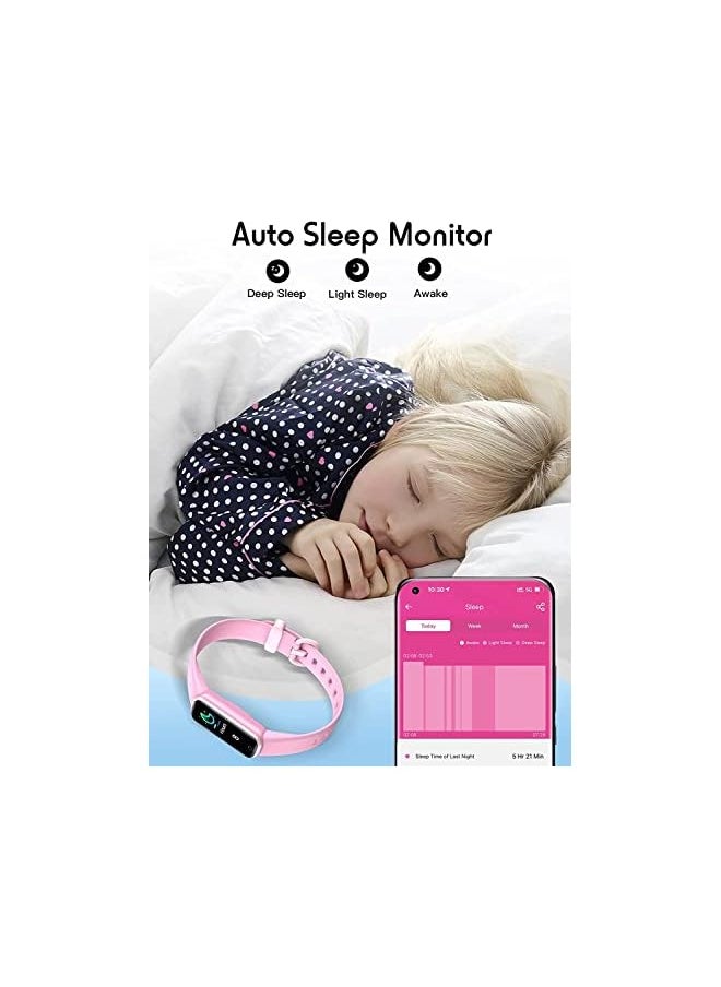 PROMASS - Fitness Tracker, ZONEY Activity Tracker with HR Sleep Monitor,11 Sport Modes Kids Smart Watch with Alarm Clock and Reminder, Step Calories Counter, IP68 Waterproof (Pink) - Image 1