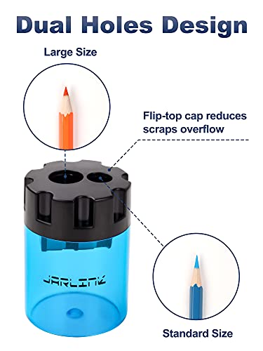 JARLINK 8 Pack Manual Pencil Sharpeners, Dual Holes Colorful Sharpener with lid for No.2/Colored/Art Pencils, Kids Adults Portable Sharpener for School Office Home and More - Image 2