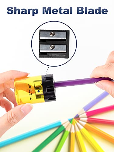 JARLINK 8 Pack Manual Pencil Sharpeners, Dual Holes Colorful Sharpener with lid for No.2/Colored/Art Pencils, Kids Adults Portable Sharpener for School Office Home and More - Image 3