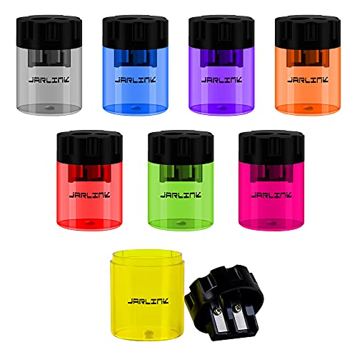 JARLINK 8 Pack Manual Pencil Sharpeners, Dual Holes Colorful Sharpener with lid for No.2/Colored/Art Pencils, Kids Adults Portable Sharpener for School Office Home and More - Image 1