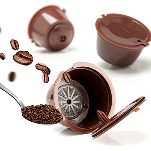 BRBHOM Refillable Capsules Reusable Coffee Pods Filters Compatible with Dolce Gusto Brewers with Spoon and Brush (Brown) - Image 1