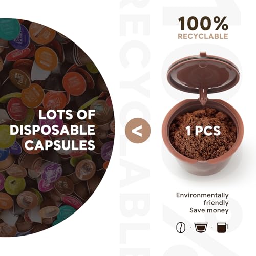 BRBHOM Refillable Capsules Reusable Coffee Pods Filters Compatible with Dolce Gusto Brewers with Spoon and Brush (Brown) - Image 5