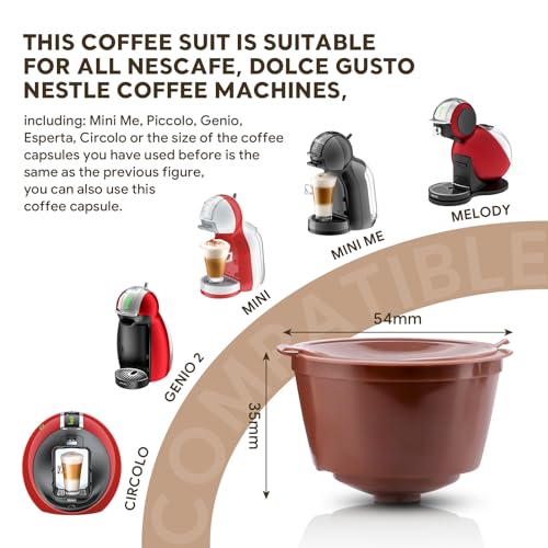BRBHOM Refillable Capsules Reusable Coffee Pods Filters Compatible with Dolce Gusto Brewers with Spoon and Brush (Brown) - Image 2