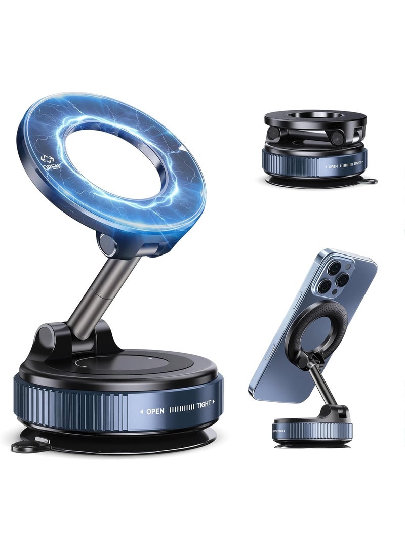Magnetic Car Phone Holder, 360° Vacuum Magnetic Phone Holder for Car, MagSafe Car Mount with 80LBS Ultra Strong Suction& 2800gf Magnetic, Compatible with All Smartphones & All Car Models - Image 1