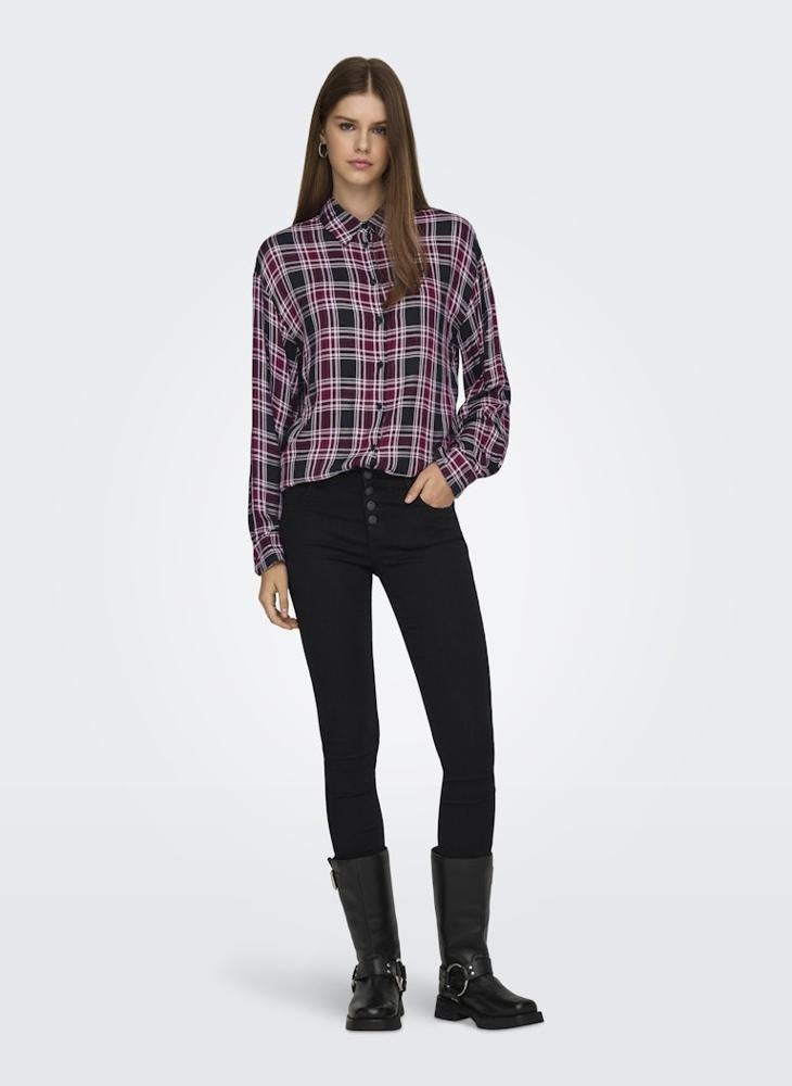 ONLY Onlevia Check Long Sleeve Loose Fit Shirt - Image 5