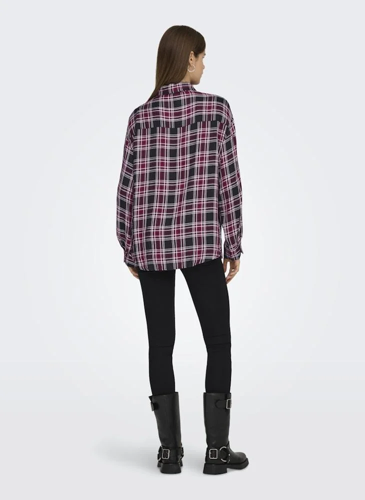 اونلي Onlevia Check Long Sleeve Loose Fit Shirt