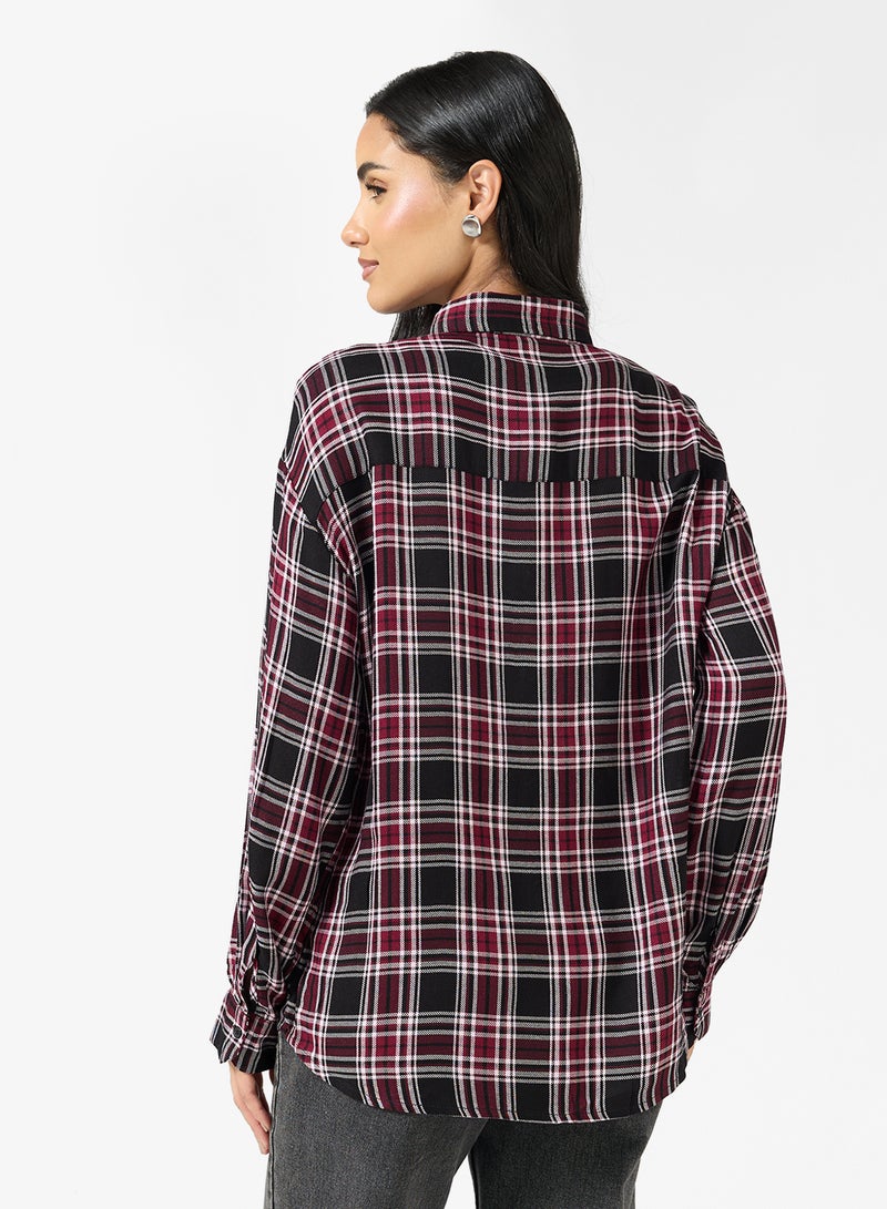 ONLY Onlevia Check Long Sleeve Loose Fit Shirt - Image 2
