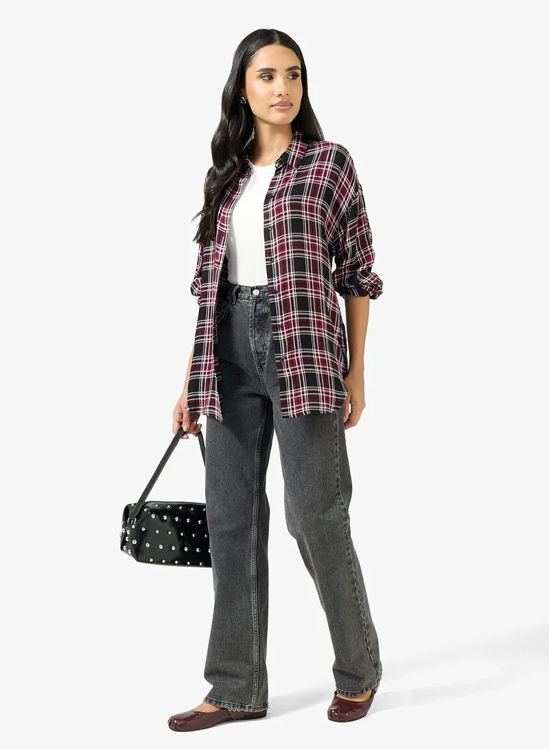 ONLY  Onlevia Check Long Sleeve Loose Fit Shirt for Women | Best Price UAE