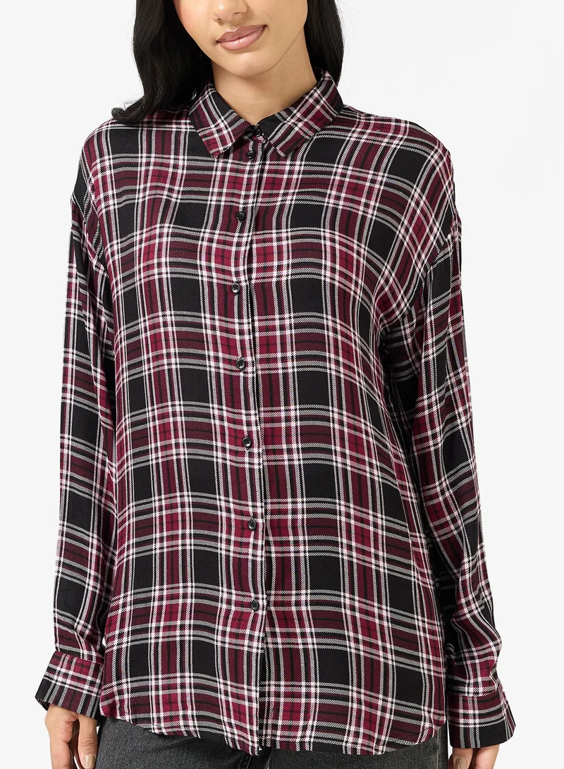 ONLY  Onlevia Check Long Sleeve Loose Fit Shirt for Women | Best Price UAE