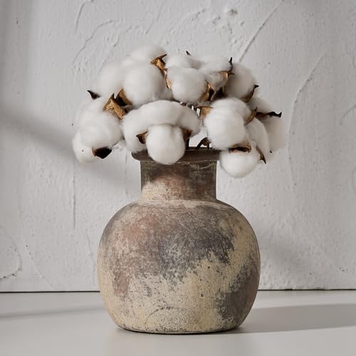 SIDUCAL Ceramic Rustic Farmhouse Vase  6 Inch Pottery Decorative Flower for Home Decor  Boho Vase  Terracotta for Table Living Room Bathroom Decoration Shelf Decor Mantel