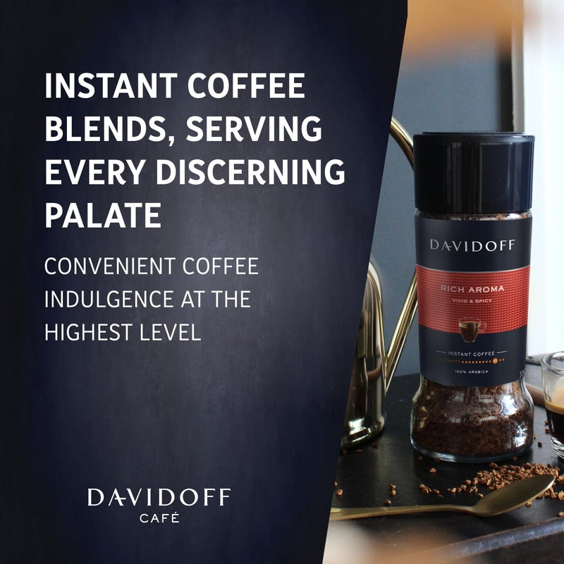 Davidoff Rich Aroma Instant Coffee 10/12 Intensity - 100% Arabica, 3.53 oz 100g, Granule, Glass Bottle - Image 2