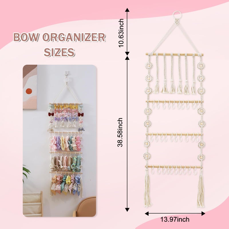 GRDYEAAR Bow Organizer for Girls, Claw Clip Organizer, Bow Hanger for Girls, Baby Girl Nursery Decor, Toddler Hair Accessory Organizerï¼ŒHanging Organizer - Image 4