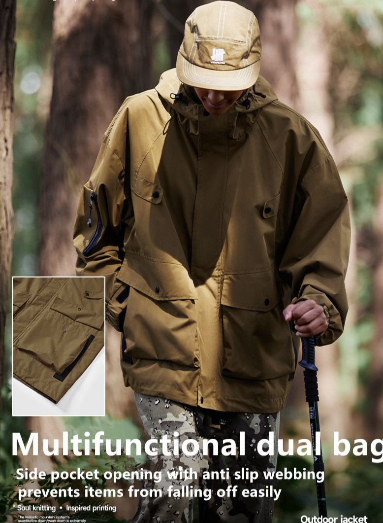 NIBEMINENT Men's Outdoor Waterproof  Hooded Jacket Suitable for Mountain Climbing, Hiking, and Wilderness exploration and Other Outdoor Activities  - Image 4