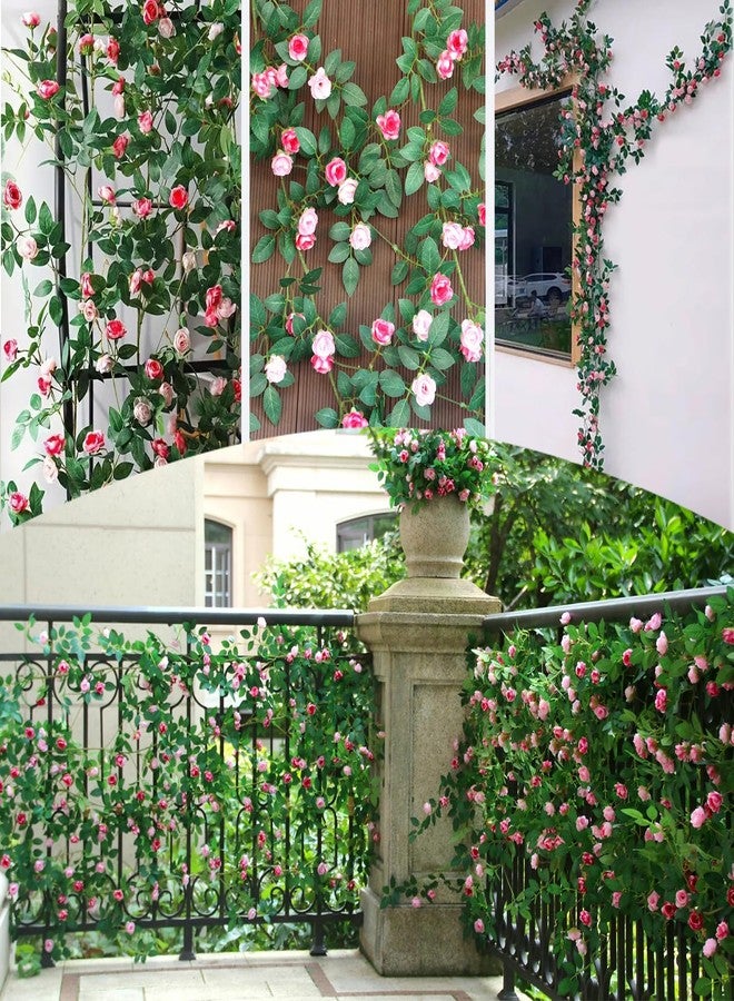 OrgMemory 2PCS x 6FT Bendable Rose Vine, Wildflower Garland, Artificial Rose Vine, Hanging Flower Garland, Pink Rose Garland for Wall Decor Fence Trellis Wedding Room Home Backdrop Decoration - Image 3