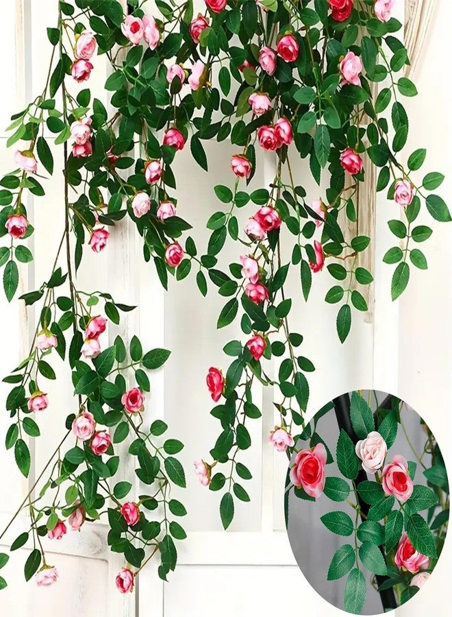 OrgMemory 2PCS x 6FT Bendable Rose Vine, Wildflower Garland, Artificial Rose Vine, Hanging Flower Garland, Pink Rose Garland for Wall Decor Fence Trellis Wedding Room Home Backdrop Decoration - Image 4