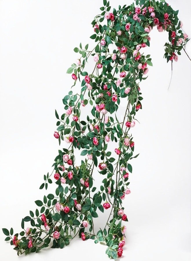 OrgMemory 2PCS x 6FT Bendable Rose Vine, Wildflower Garland, Artificial Rose Vine, Hanging Flower Garland, Pink Rose Garland for Wall Decor Fence Trellis Wedding Room Home Backdrop Decoration - Image 2