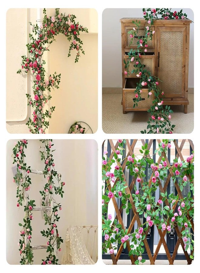 OrgMemory 2PCS x 6FT Bendable Rose Vine, Wildflower Garland, Artificial Rose Vine, Hanging Flower Garland, Pink Rose Garland for Wall Decor Fence Trellis Wedding Room Home Backdrop Decoration - Image 5