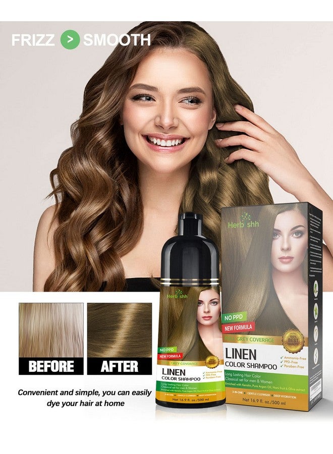 Herbishh Hair Color Shampoo - Magic Gray Hair Dye, Long-Lasting 3-in-1 Coloring Formula, 500ml, Ammonia-Free (Linen) - Image 2