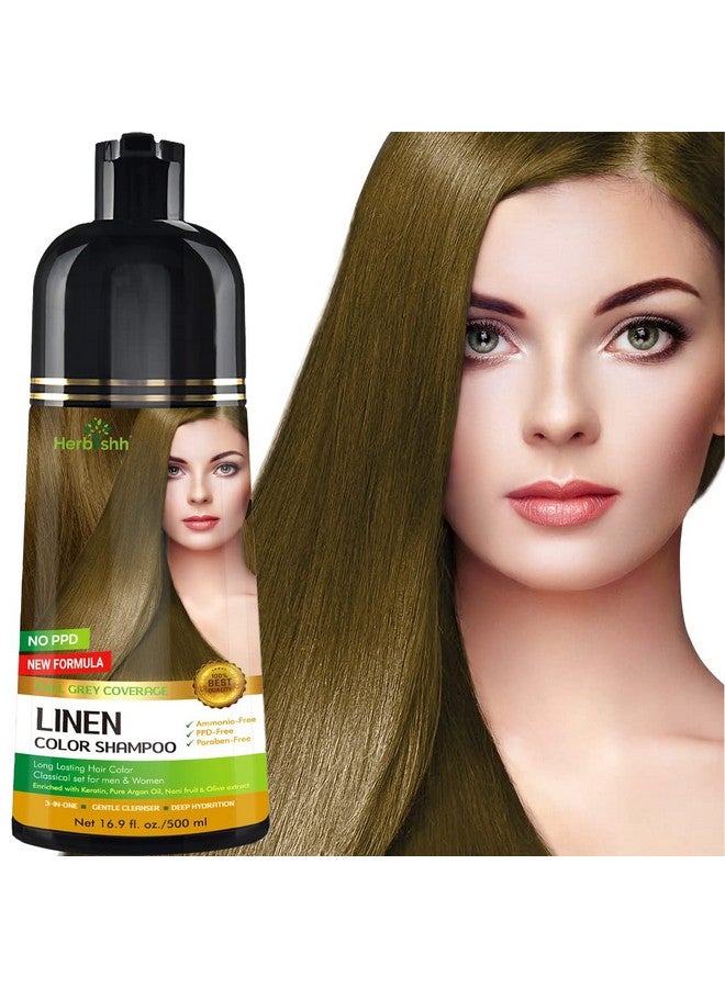 Herbishh Hair Color Shampoo - Magic Gray Hair Dye, Long-Lasting 3-in-1 Coloring Formula, 500ml, Ammonia-Free (Linen) - Image 1