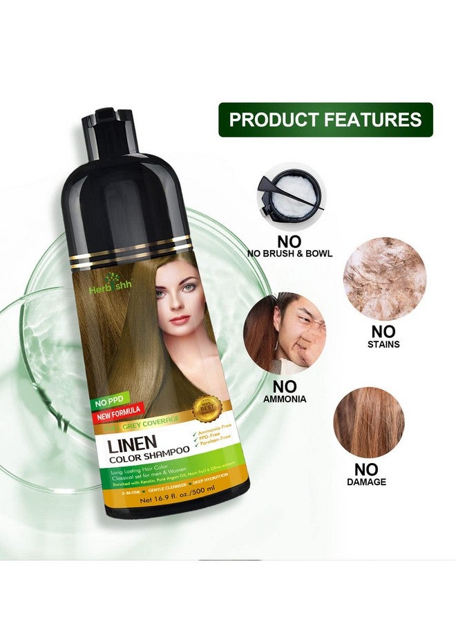 Herbishh Hair Color Shampoo - Magic Gray Hair Dye, Long-Lasting 3-in-1 Coloring Formula, 500ml, Ammonia-Free (Linen) - Image 3