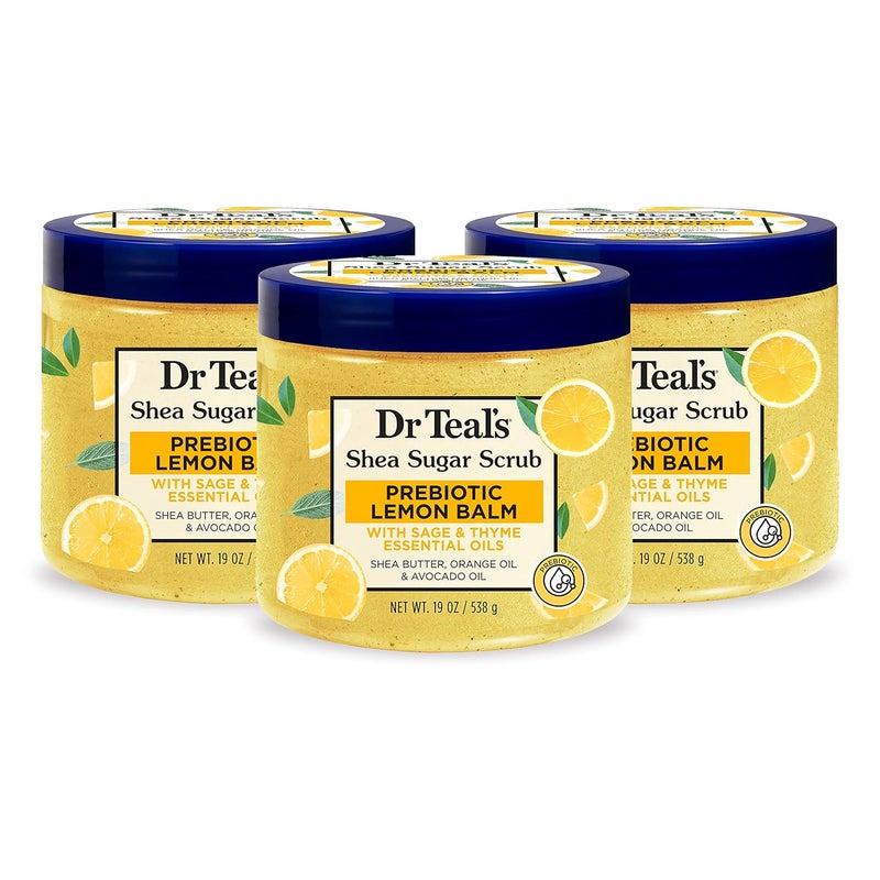 Dr Teal's Dr Teals Shea Sugar Scrub Prebiotic Lemon Balm 19 oz Pack of 3 