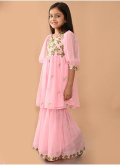 LILPICKS Embroidered Kurta with Sharara Set  - Image 5