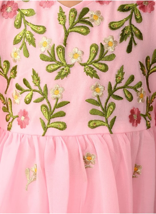 LILPICKS Embroidered Kurta with Sharara Set