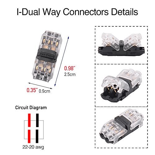 Brightfour Low Voltage Wire Connectors, Brightfour 12 Pack Quick Solderless Wire Splice Connector, 2 Way Automotive , Reliable Connection Small Wire Connectors I Type 2 Pins, Fits 20-24 AWG - Image 5