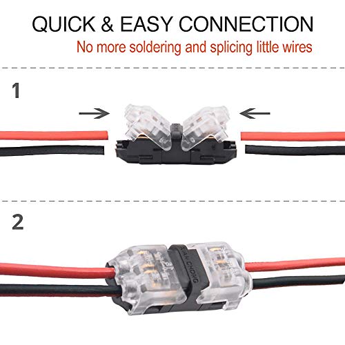 Brightfour Low Voltage Wire Connectors, Brightfour 12 Pack Quick Solderless Wire Splice Connector, 2 Way Automotive , Reliable Connection Small Wire Connectors I Type 2 Pins, Fits 20-24 AWG - Image 4