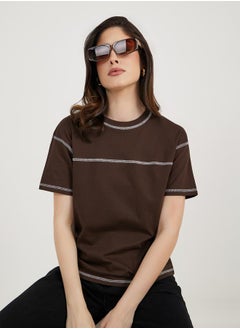 Contrast Stitch Detail Boxy T-Shirt