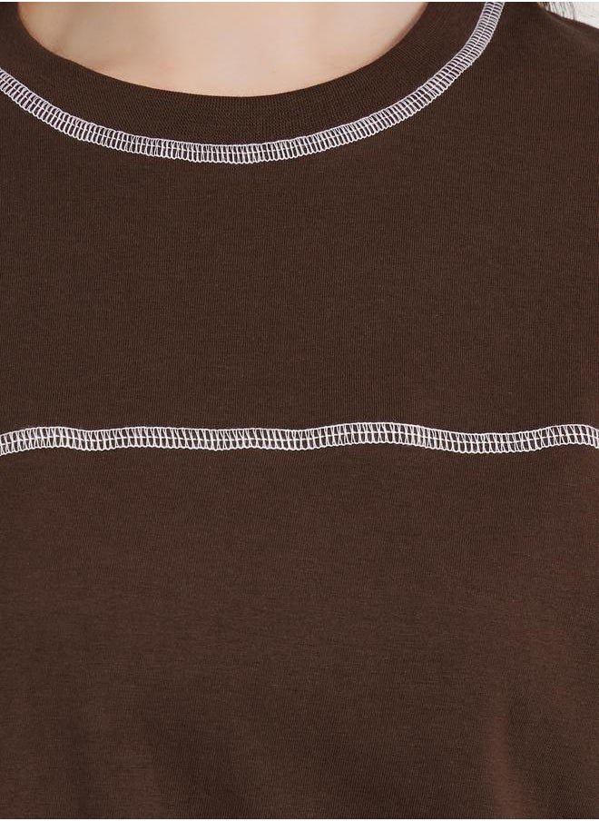 Styli - Contrast Stitch Detail Boxy T-Shirt - Image 1