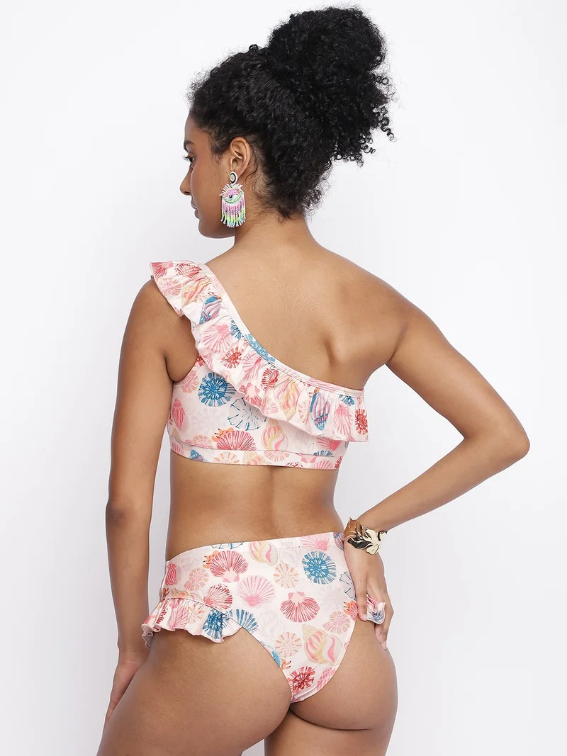 La Intimo Tinkara One-Shoulder Frill Tankini (Set of 2)