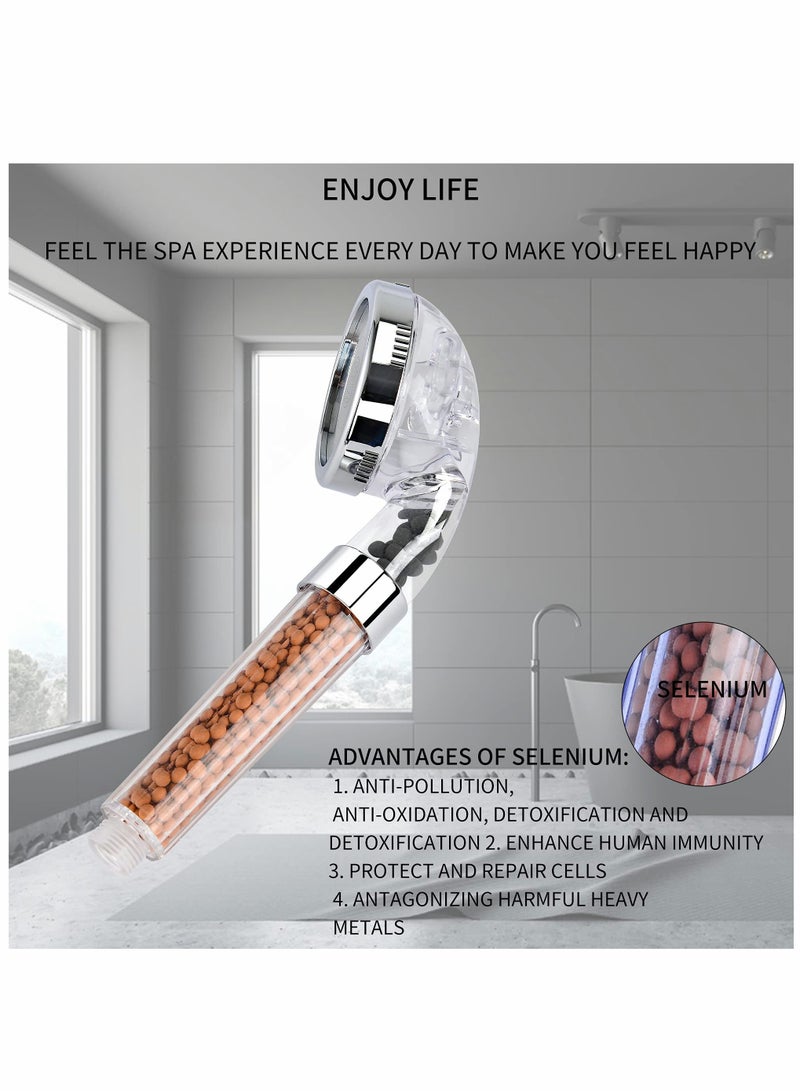 Excefore Shower Head Filter, Handheld Shower Heads Water Saving Filtration with 3 Spray Settings, Low/Rainfall/High Pressure Handheld Shower Heads for Hard Wate, Lucency  - Image 4
