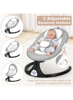 Beauenty Portable Electric Bluetooth Infants Baby Swing With Music, 3 Timer Settings, Tray, Remote Control And Mosquito Net - Grey  - Image 4