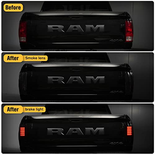 LitMiRaCle Smoke Lens Tail Light Compatible with Dodge RAM 1500 2009-2018, Brake Light Compatible with Dodge RAM 2500 3500 2010-2018 𝙁𝙖𝙘𝙩𝙤𝙧𝙮 𝙃𝙖𝙡𝙤𝙜𝙚𝙣 Taillight Models - Image 2