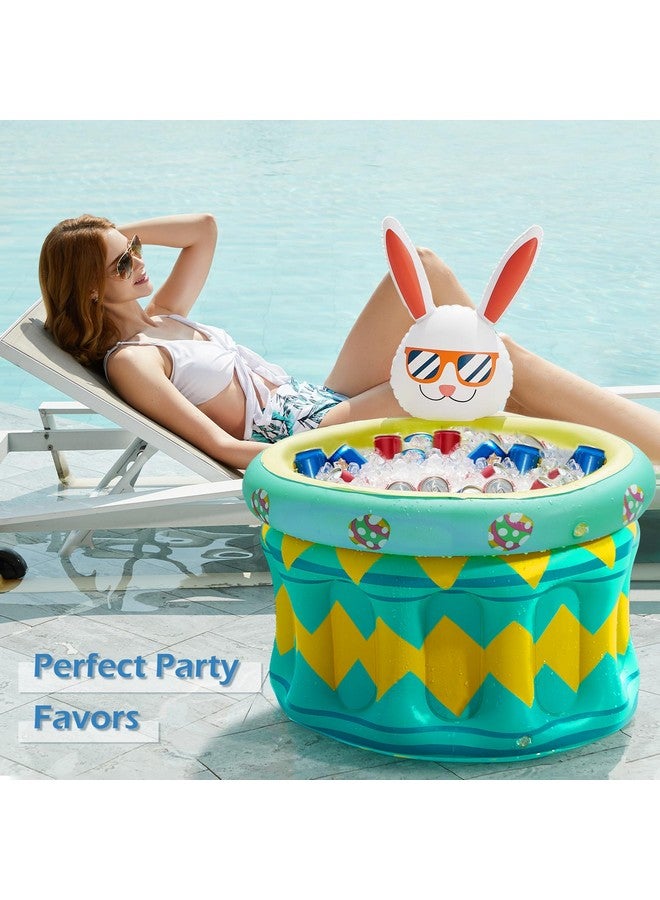 Jasonwell Inflatable Pool Party Cooler - Easter Bunny Ice Bucket Luau Hawaiian Tropical Beach Themed Birthday Easter Party Decorations Favors Supplies Decor Blow Up Drink Cooler Outdoor Kids Adults  - Image 2