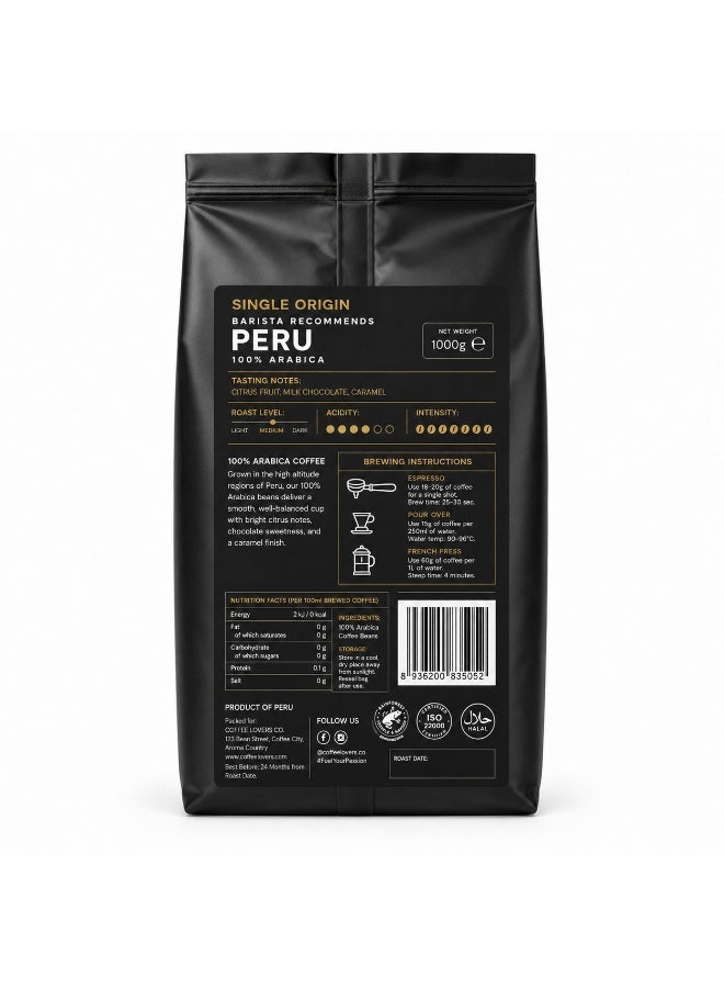 Segafredo Single Origin Peru Beans 1000g - Image 2